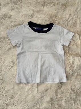 Matt’s Scooter White Kids Crewneck Tee with Navy Trim